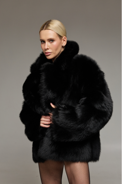 Double-sided black sheepskin coat